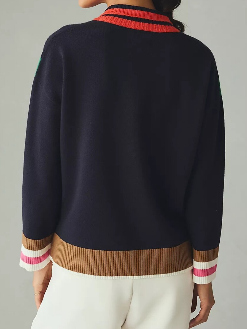 Anthropologie Maeve Knit Varsity Colourblock Half-Zip Jumper - Picture 2 of 12